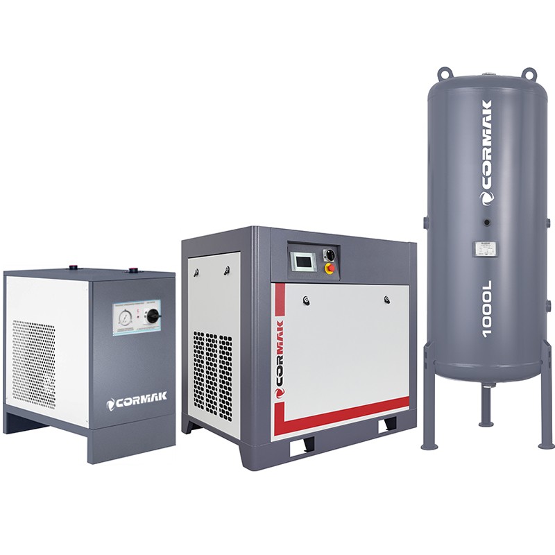 Zestaw Kompresor THEOR 20 z falownikiem - 15kW - 2000 L/min. + Osuszacz IZBERG N20S + Butla pionowa 1000L