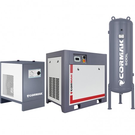 Zestaw Kompresor THEOR 20 z falownikiem - 15kW - 2000 L/min. + Osuszacz IZBERG N20S + Butla pionowa 500 L