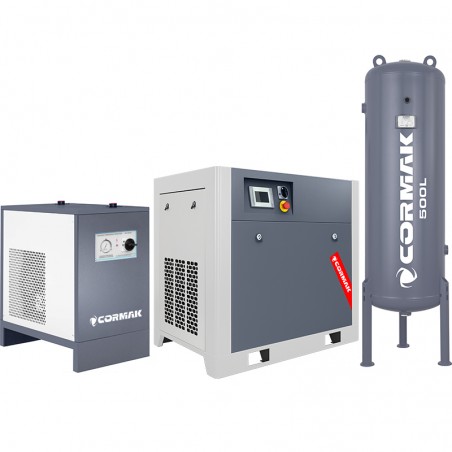 copy of Impostato Compressore a vite silenzioso THEOR 30 + Cilindro verticale 500 L + Essiccatore a refrigerazione IZBERG N50S