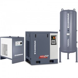 Compressore a vite con essiccatore N10S e serbatoio verticale 1000L CORMAK LUFT 1000 VSD+PM 950L/min 7.5kW - 