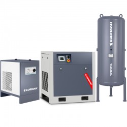 Sprężarka śrubowa LUFT 1500 VSD 11kW 1580 l/min + osuszacz + zbiornik 1000L | CORMAK
