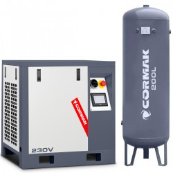 Screw Compressor with Inverter and 200L Vertical Tank CORMAK LUFT 400 380L/min 3.0kW 230V - 
