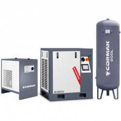 Screw Compressor with Inverter, N10S Dryer and 200L Vertical Tank CORMAK LUFT 400 380L/min 3.0kW 230V - 