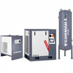 Screw Compressor with Inverter, N10S Dryer and 270L Vertical Tank CORMAK LUFT 400 380L/min 3.0kW 230V - 