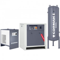 Schraubenkompressor mit Kältetrockner IZBERG N10S und 500L vertikalem Druckluftbehälter CORMAK LUFT 1000 950L/min 7.5kW - 