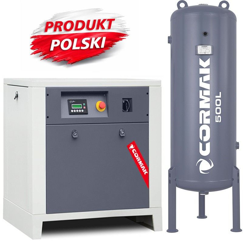 Sprężarka śrubowa LUFT 700 - 5,5kW - 650L/min.+ Butla pionowa na sprężone powietrze 500 L - 