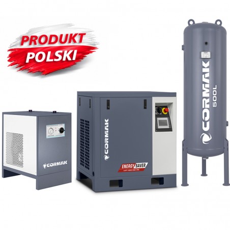 Compressore a vite con essiccatore N10S e serbatoio verticale 500L CORMAK LUFT 1000 VSD+PM 950L/min 7.5kW