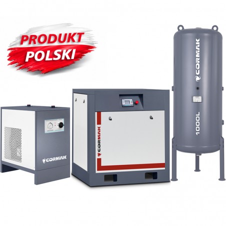 Screw Compressor Set CORMAK THEOR 20 – 15kW – 2000L/min with CORMAK IZBERG N20S Air Dryer and 1000L Vertical Air Tank