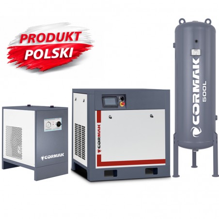 Screw Compressor Set CORMAK THEOR 30 INVERTER – 22kW – 3200L/min with CORMAK IZBERG N30S Air Dryer and  500L Vertical Air Tank