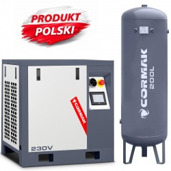 Screw Compressor with Inverter and 200L Vertical Tank CORMAK LUFT 400 380L/min 3.0kW 230V - 