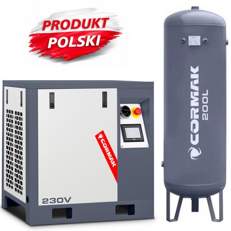 Compressore a vite con inverter CORMAK LUFT 400 - 3.0kW - 380L/min 230V + Serbatoio verticale 200L