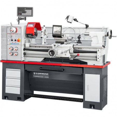 Tornio universale convenzionale CORMAK TORNADO 400x1000 con utensili da tornitura e contropunta rotante