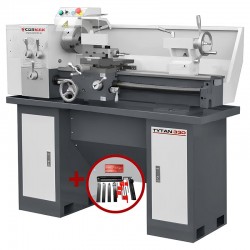 Tornio universale convenzionale CORMAK 330x700 230V con basamento + set utensili - 