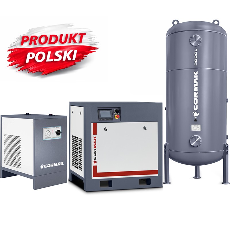 Schraubenkompressor mit Frequenzumrichter, Kältetrockner IZBERG N30S und 1000L Druckluftbehälter THEOR 30 3200L/min 22kW - 