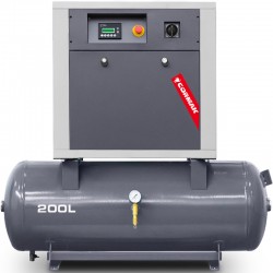 Sprężarka śrubowa na zbiorniku poziomym 200L - LUFT 700 5,5kW 400V - 650 L/min - 