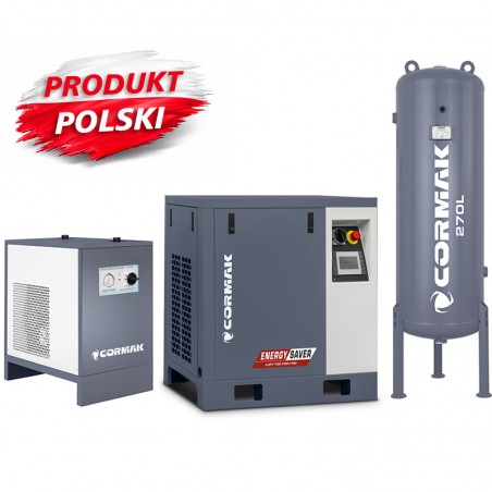 VSD Screw Compressor CORMAK LUFT 700 VSD+PM - 5.5kW - 650L/min. + N10S Refrigerated Dryer + Vertical Air Receiver 270L