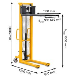 Masztowy wózek paletowy P716 (udźwig 700 kg, podnoszenie 1600 mm) | Producent CORMAK