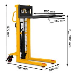 Masztowy wózek paletowy WRHS 1013 (udźwig 1000 kg, podnoszenie 1300 mm) | Producent CORMAK