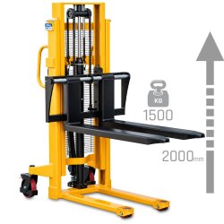 Masztowy wózek paletowy ręczny WRHS 1520 (udźwig 1500 kg, podnoszenie 2000 mm) | Producent CORMAK