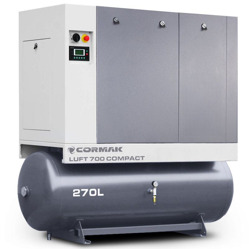 Sprężarka śrubowa z osuszaczem i zbiornikiem 270L - LUFT 700 COMPACT 5,5kW - 650 L/min | Producent CORMAK