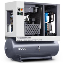 Sprężarka śrubowa z osuszaczem i falownikiem VSD LUFT 1500 COMPACT 11kW 1580 l/min 500L | CORMAK