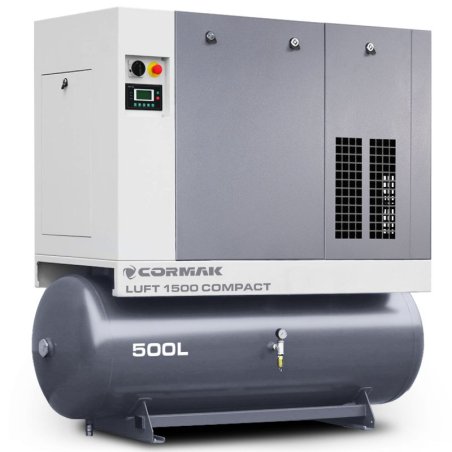Sprężarka śrubowa z osuszaczem i zbiornikiem 500L - LUFT 1500 COMPACT 11kW - 1580 L/min | Producent CORMAK