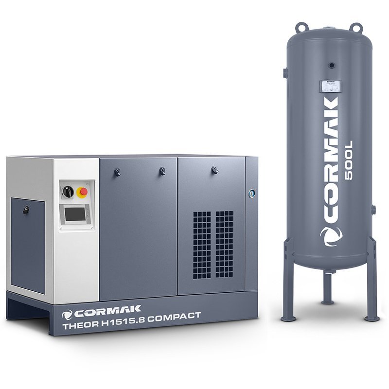 Kompresor  wysokociśnieniowy THEOR H1515.8 15kW 1700 l/min + osuszacz + zbiornik 500L 16bar | CORMAK