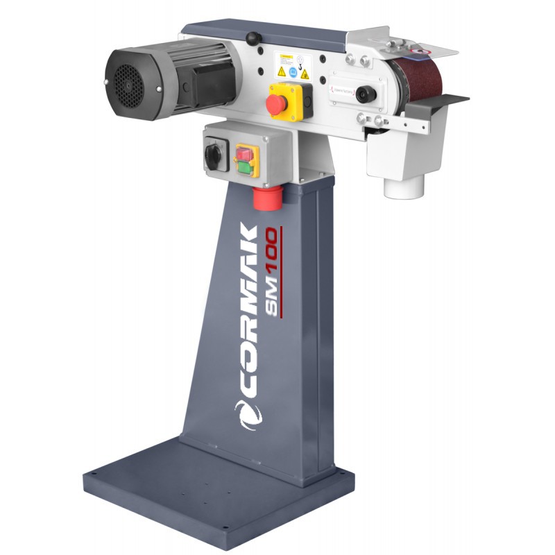 Levigatrice a nastro per metallo CORMAK SM100 con basamento - 2 velocità - 