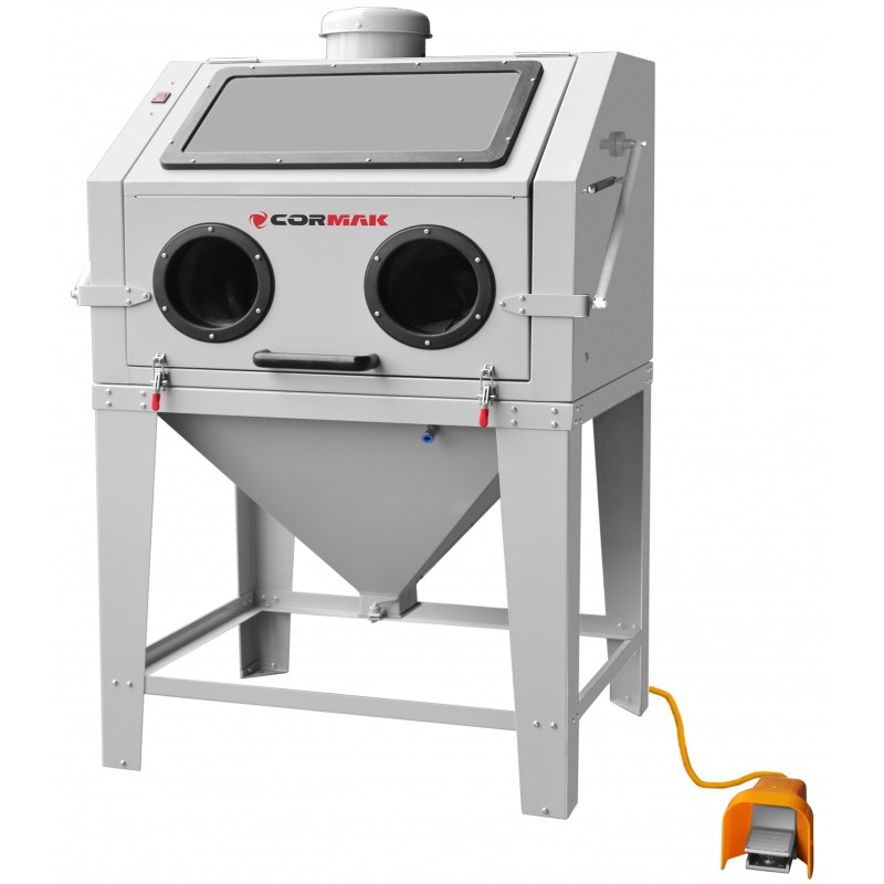Sabbiatrice a cabina 350L con apertura superiore CORMAK KDP350TOP + aspiratore DC15 - 