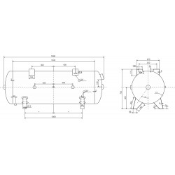 Horizontaler Druckluftbehälter 500L 11bar für Kompressoren - 