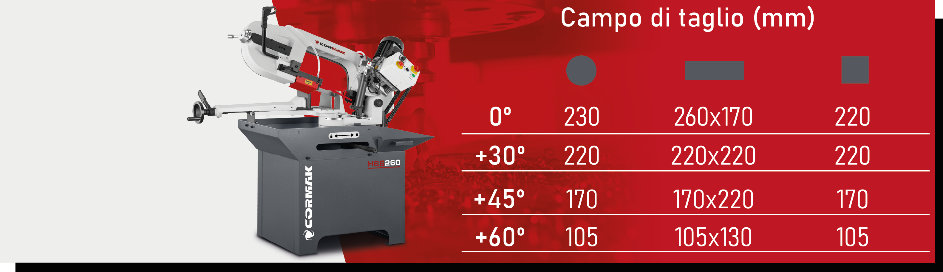 Segatrice a nastro per metallo CORMAK HBS260