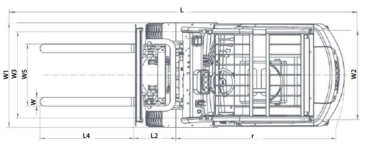Elektryczny wózek widłowy masztowy TRIPLEX WS25E45 (udźwig 2500 kg, podnoszenie 4500 mm)